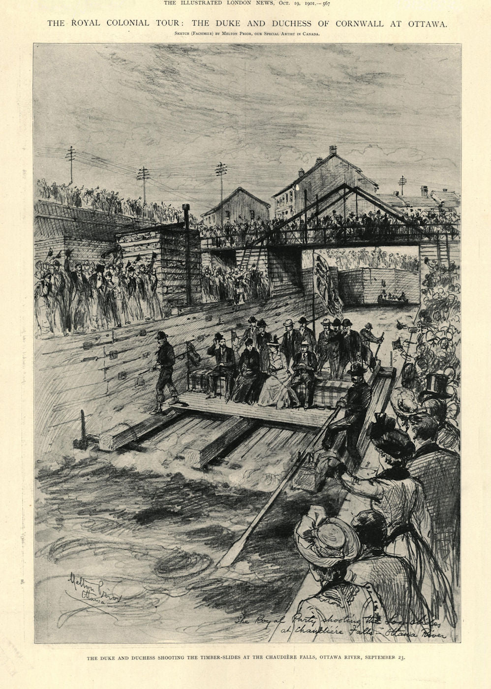 Royals shooting the timber-slides, Chaudière falls, Ottawa river, Canada 1901